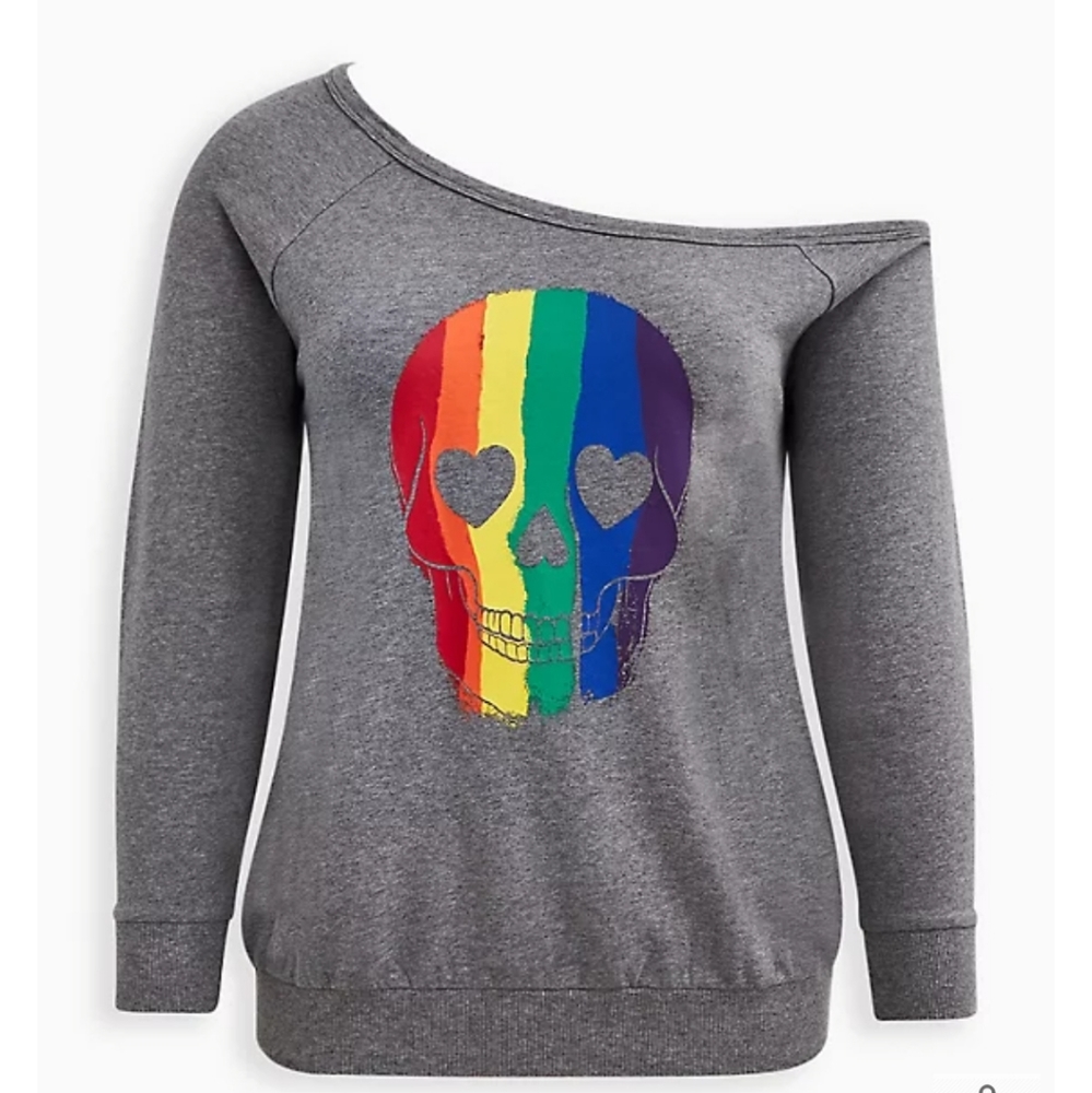 Torrid off shoulder skull sweatshirt